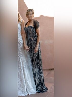 Basix Black label strapless sequin navy dress